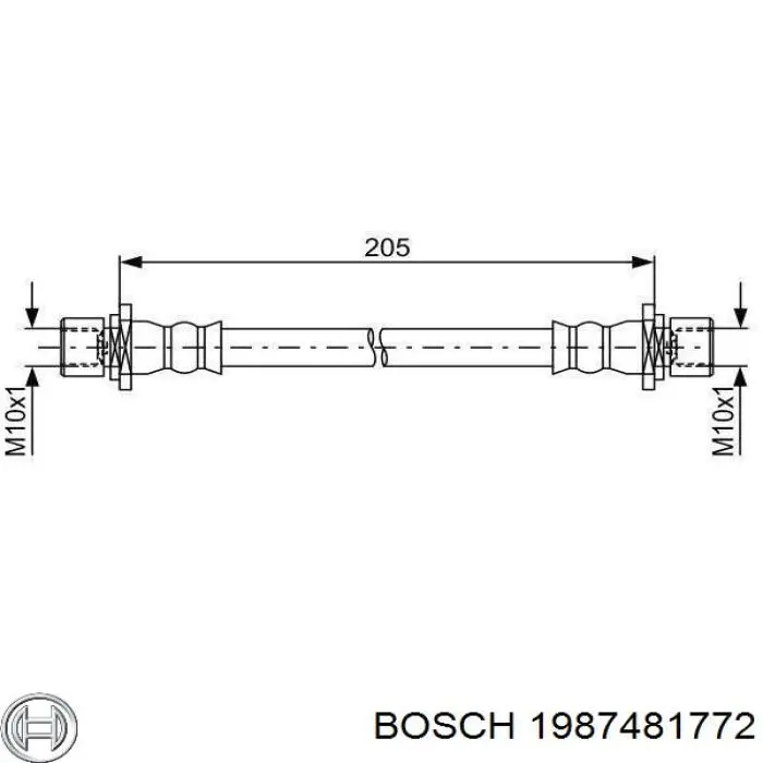 Шланг тормозной задний Bosch 1987481772