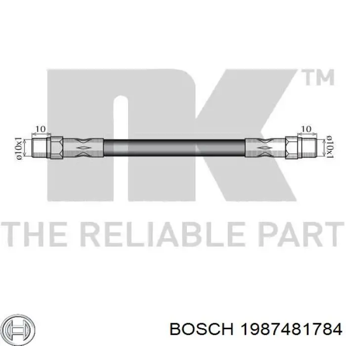 Tubo flexible de frenos delantero derecho 1987481784 Bosch