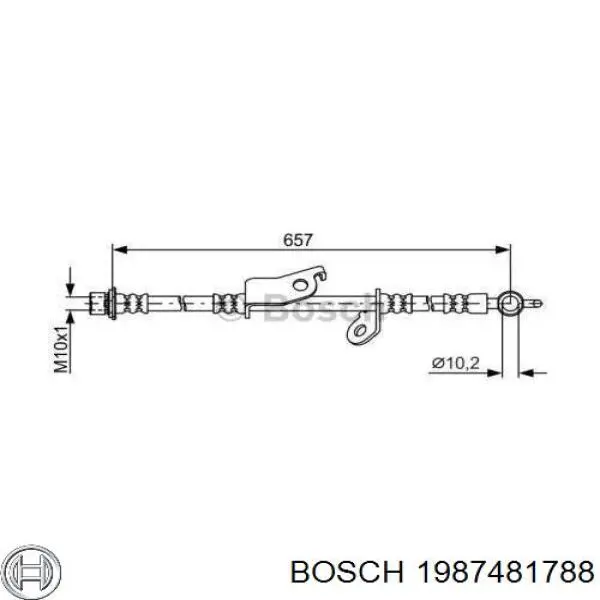 1 987 481 788 Bosch шланг тормозной передний правый