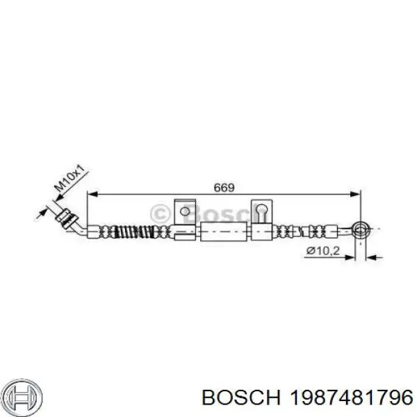 Шланг тормозной передний левый 1987481796 Bosch