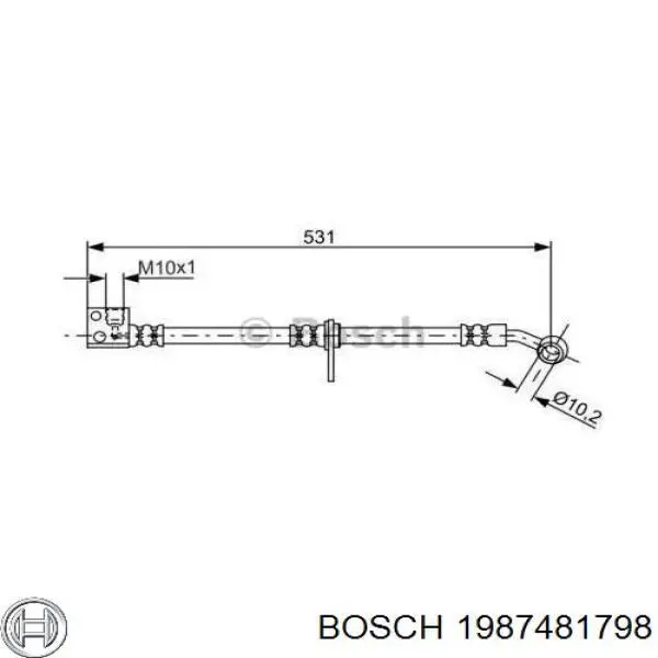 Шланг тормозной передний правый 1987481798 Bosch