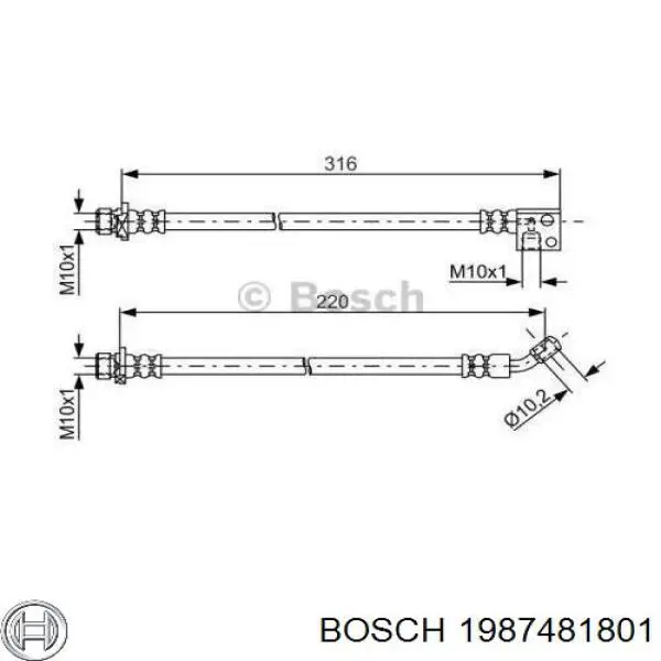 1987481801 Bosch шланг тормозной задний левый