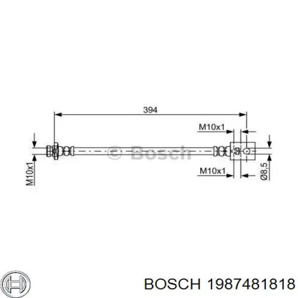 Задний тормозной шланг 1987481818 Bosch