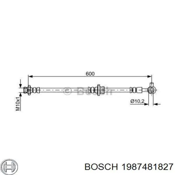 Шланг тормозной передний правый 1987481827 Bosch