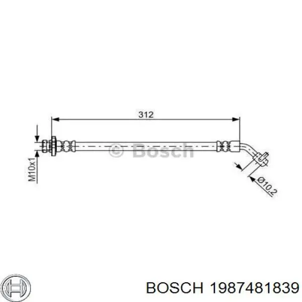 1987481839 Bosch шланг тормозной задний