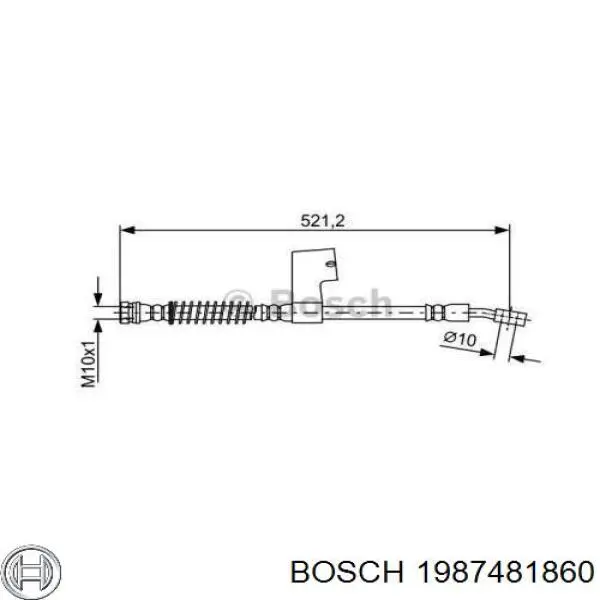 Шланг тормозной передний левый 1987481860 Bosch