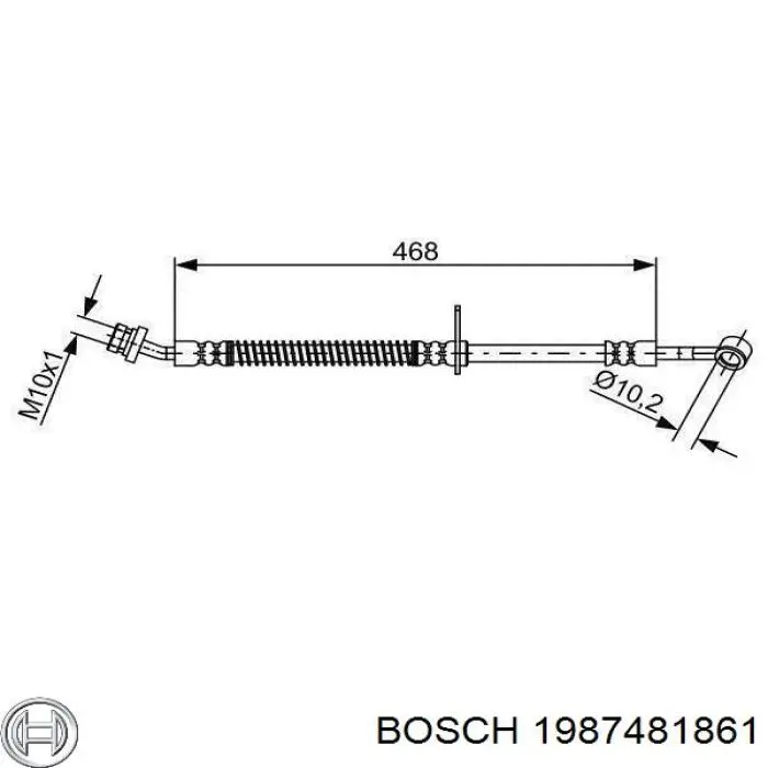 Tubo flexible de frenos delantero izquierdo 1987481861 Bosch