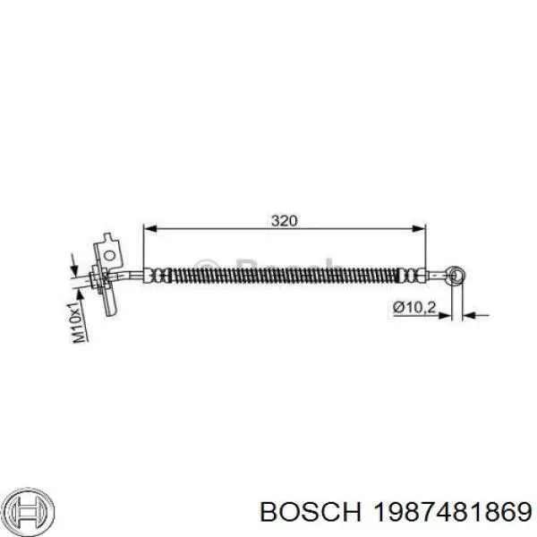 1987481869 Bosch mangueira do freio dianteira direita