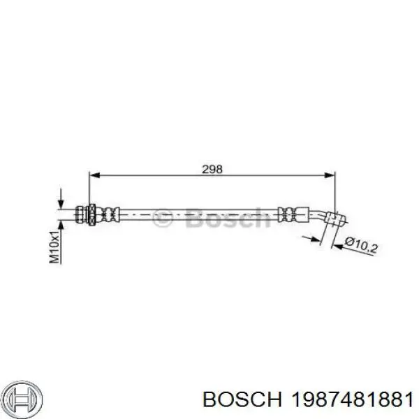 Шланг тормозной задний левый 1987481881 Bosch