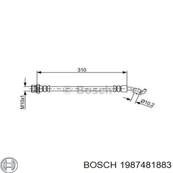 Шланг тормозной задний левый 1987481883 Bosch