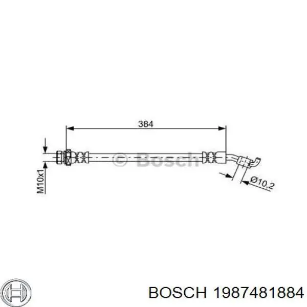 1987481884 Bosch шланг тормозной задний левый