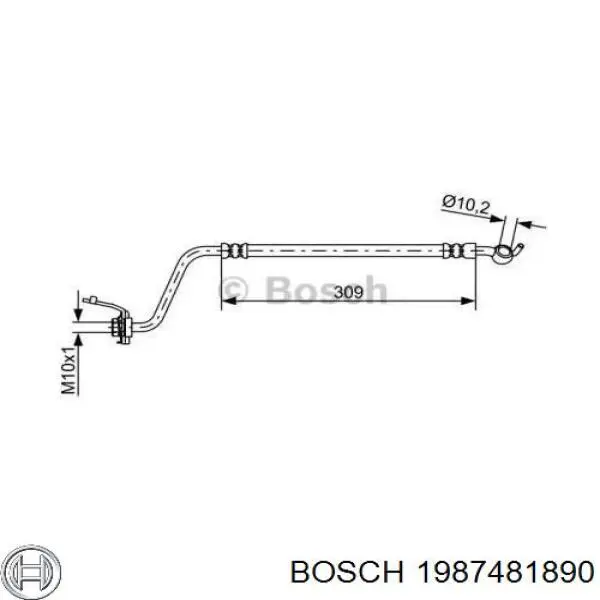 1987481890 Bosch mangueira do freio traseira direita