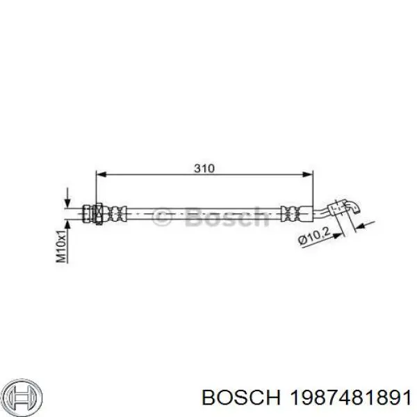 Tubo flexible de frenos trasero derecho 1987481891 Bosch