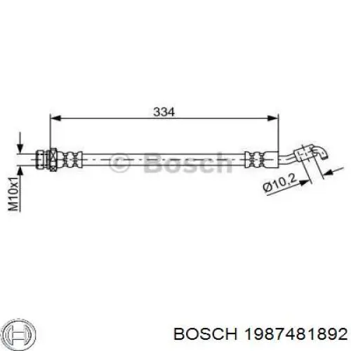 Шланг тормозной задний правый Bosch 1987481892