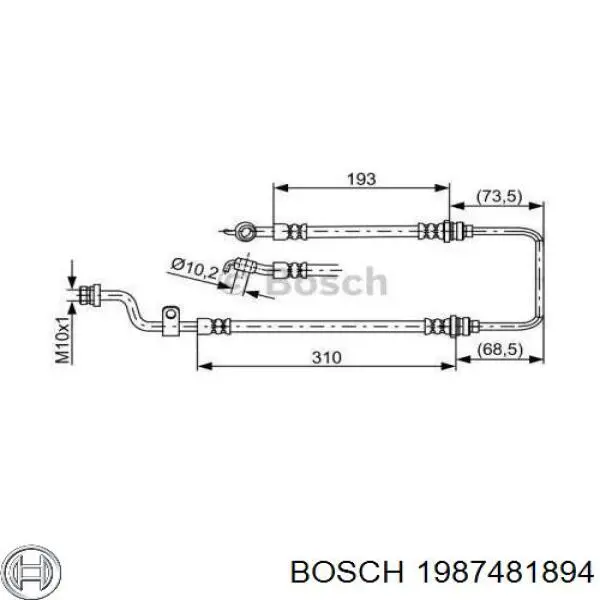 Шланг тормозной передний правый 1987481894 Bosch