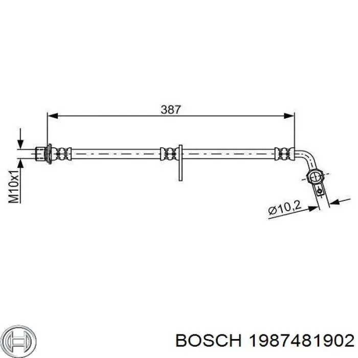 Tubo flexible de frenos delantero izquierdo 1987481902 Bosch