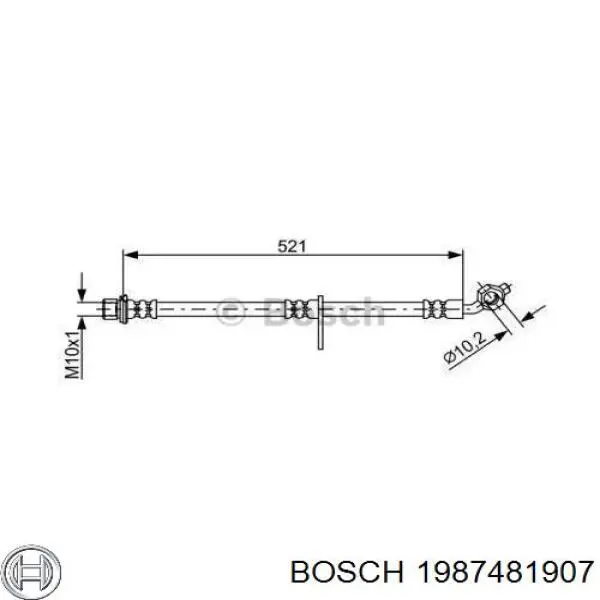 Шланг тормозной передний правый 1987481907 Bosch