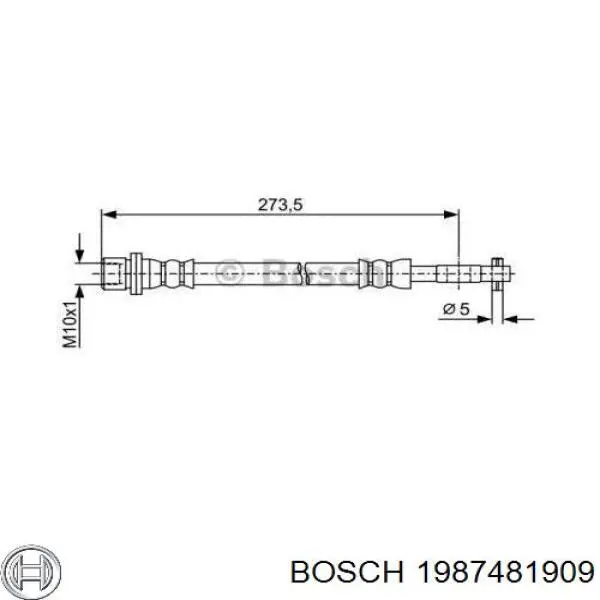 1987481909 Bosch шланг тормозной задний