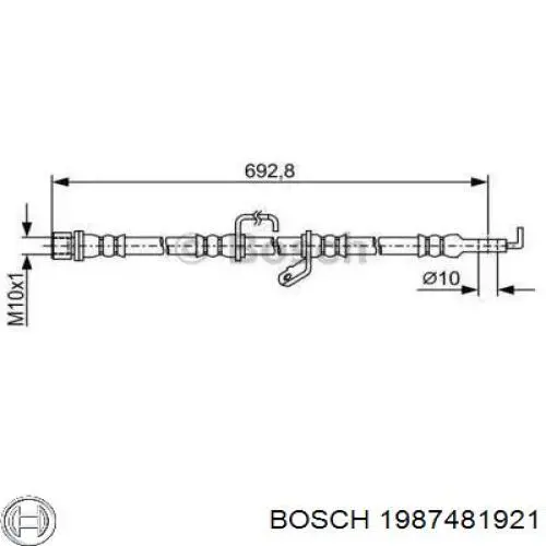 Шланг тормозной передний правый 1987481921 Bosch