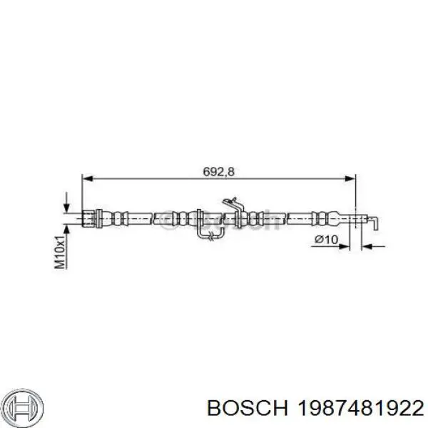 1987481922 Bosch mangueira do freio dianteira esquerda