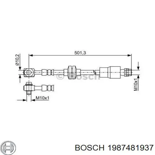 Шланг тормозной передний левый 42603873 General Motors
