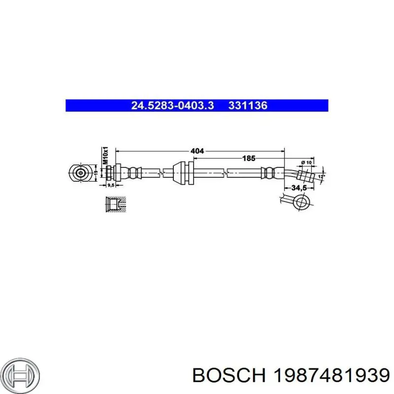 Latiguillo de freno delantero 1987481939 Bosch