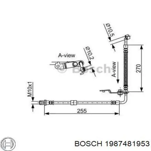 1987481953 Bosch шланг тормозной передний правый