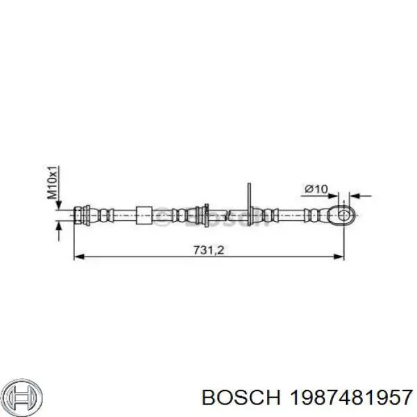 1987481957 Bosch mangueira do freio dianteira esquerda