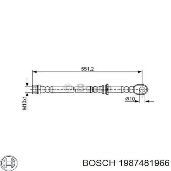 1987481966 Bosch шланг тормозной задний