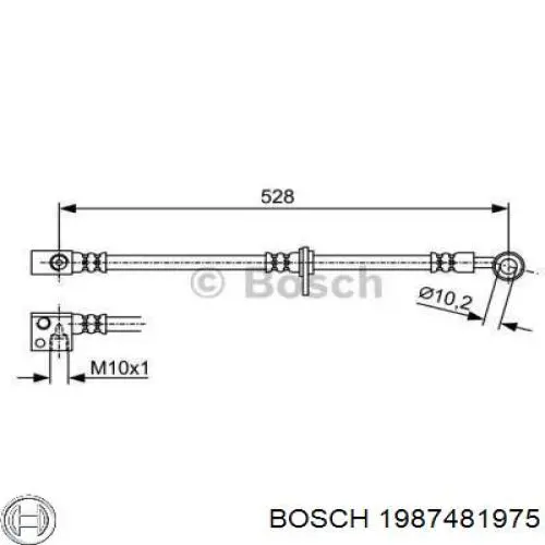 1987481975 Bosch шланг тормозной передний левый