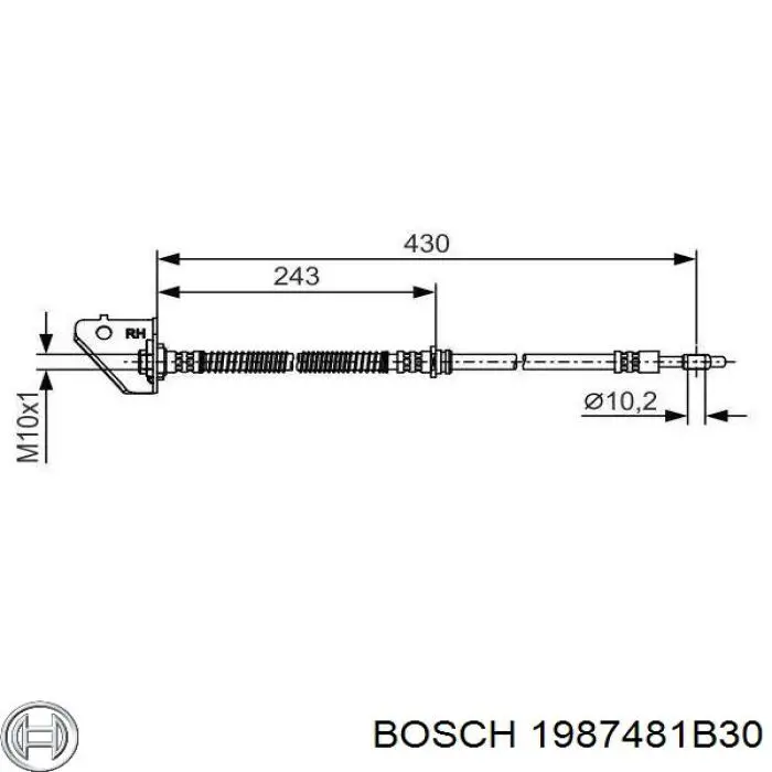 Шланг тормозной передний правый 1987481B30 Bosch