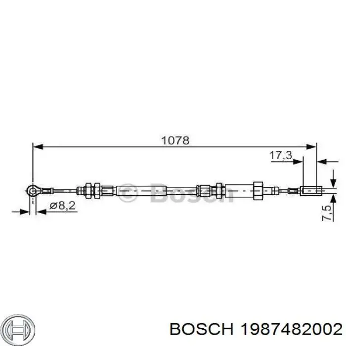 1987482002 Bosch трос ручного тормоза передний