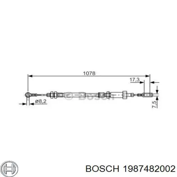 Cable de freno de mano delantero 1987482002 Bosch