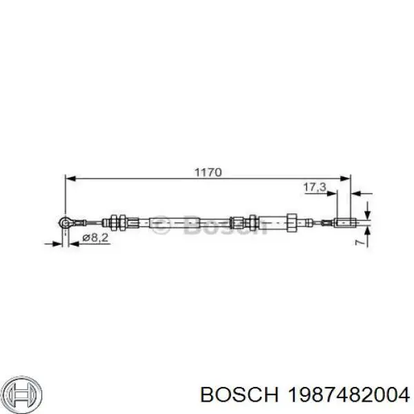 1987482004 Bosch трос ручного тормоза передний