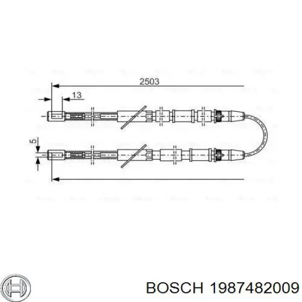 Задний трос ручника 1987482009 Bosch