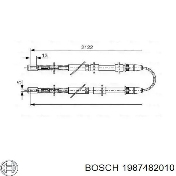 Задний трос ручника 1987482010 Bosch