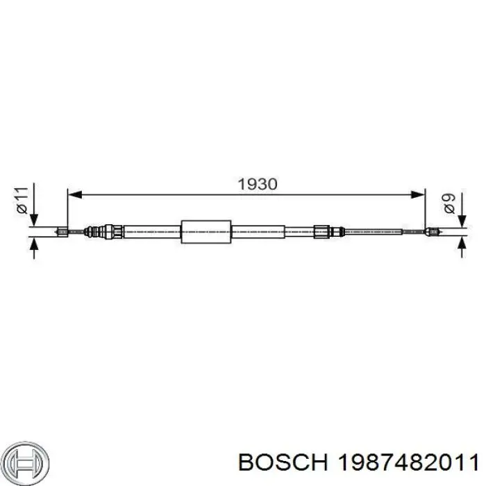 1987482011 Bosch Трос ручного тормоза задний правый/левый