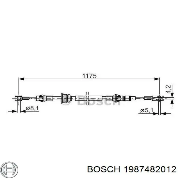 1987482012 Bosch трос ручного тормоза передний