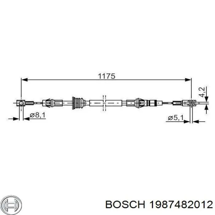 Cable de freno de mano delantero 1987482012 Bosch