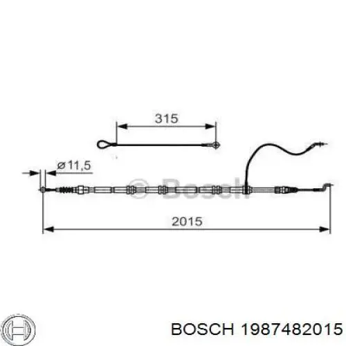 Задний трос ручника 1987482015 Bosch