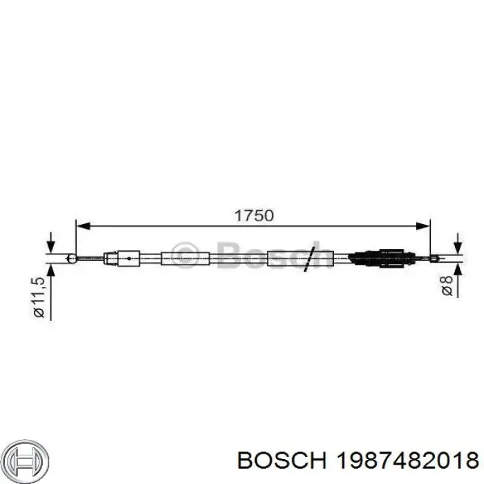 1987482018 Bosch трос ручного тормоза задний правый/левый