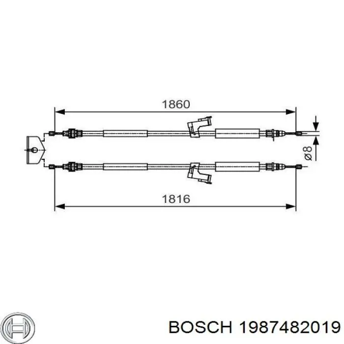 Задний трос ручника 1987482019 Bosch