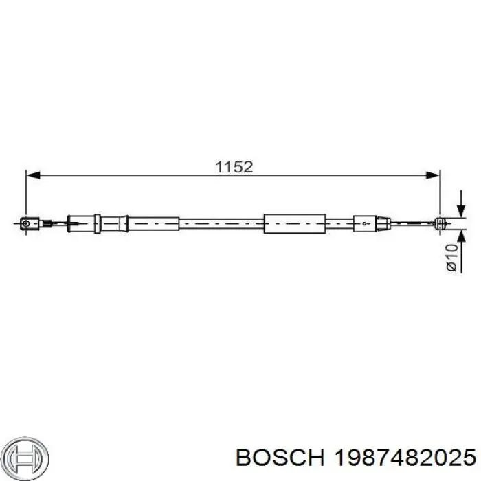 Cable de freno de mano trasero derecho 1987482025 Bosch