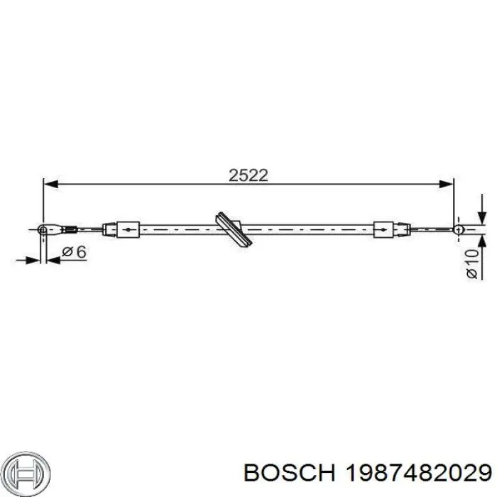 Трос ручного тормоза передний BOSCH 1987482029