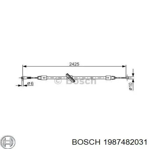 1987482031 Bosch трос ручного тормоза передний