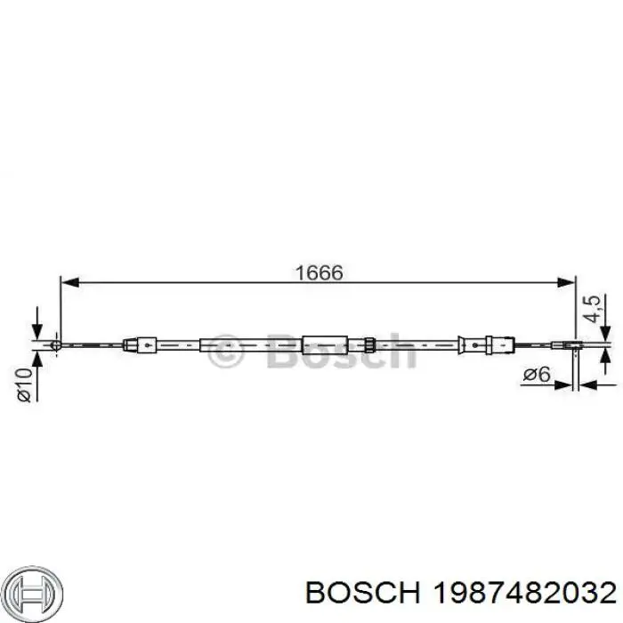 1987482032 Bosch трос ручного тормоза задний правый/левый