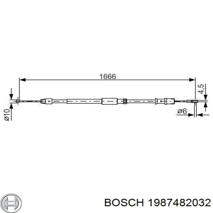 Трос ручного гальма задній, правий/лівий 1987482032 Bosch