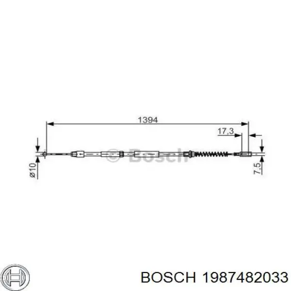 1987482033 Bosch трос ручного тормоза задний правый/левый