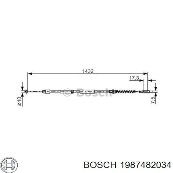 Задний трос ручника 1987482034 Bosch