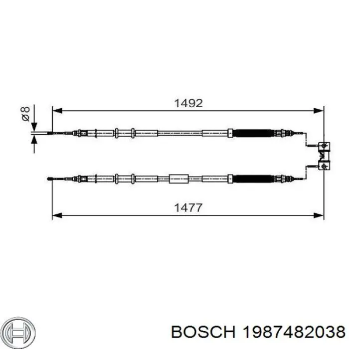 Задний трос ручника 1987482038 Bosch